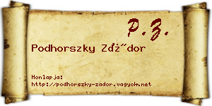 Podhorszky Zádor névjegykártya